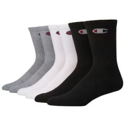 CHAMPION Men's Logo Crew Socks, 6-Pack