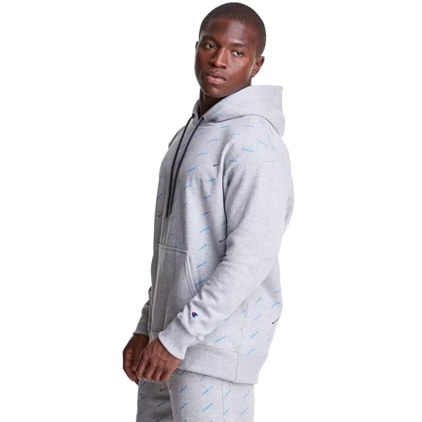 CHAMPION Men's Powerblend All Over Logo Fleece Hoodie - Image 3