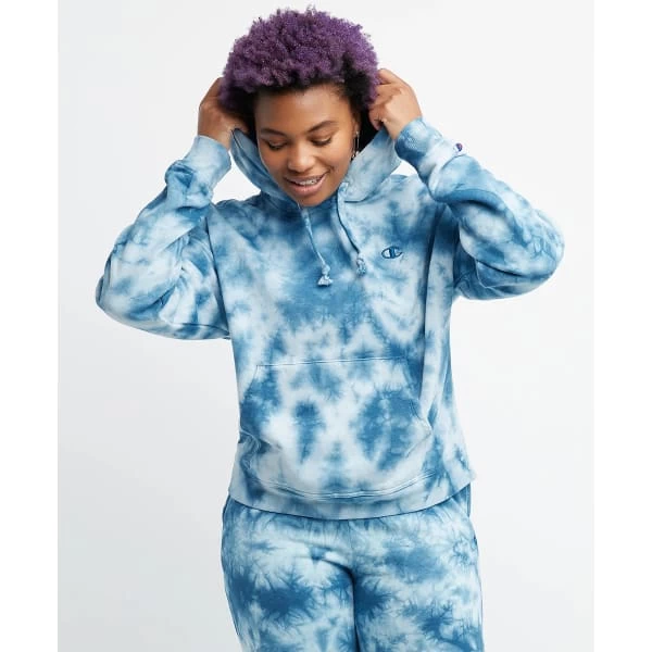 CHAMPION Women's Relaxed Crush-Dye Fleece Hoodie - Image 5