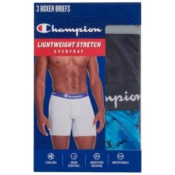 CHAMPION Men's Lightweight Stretch Boxers, 3-Pack