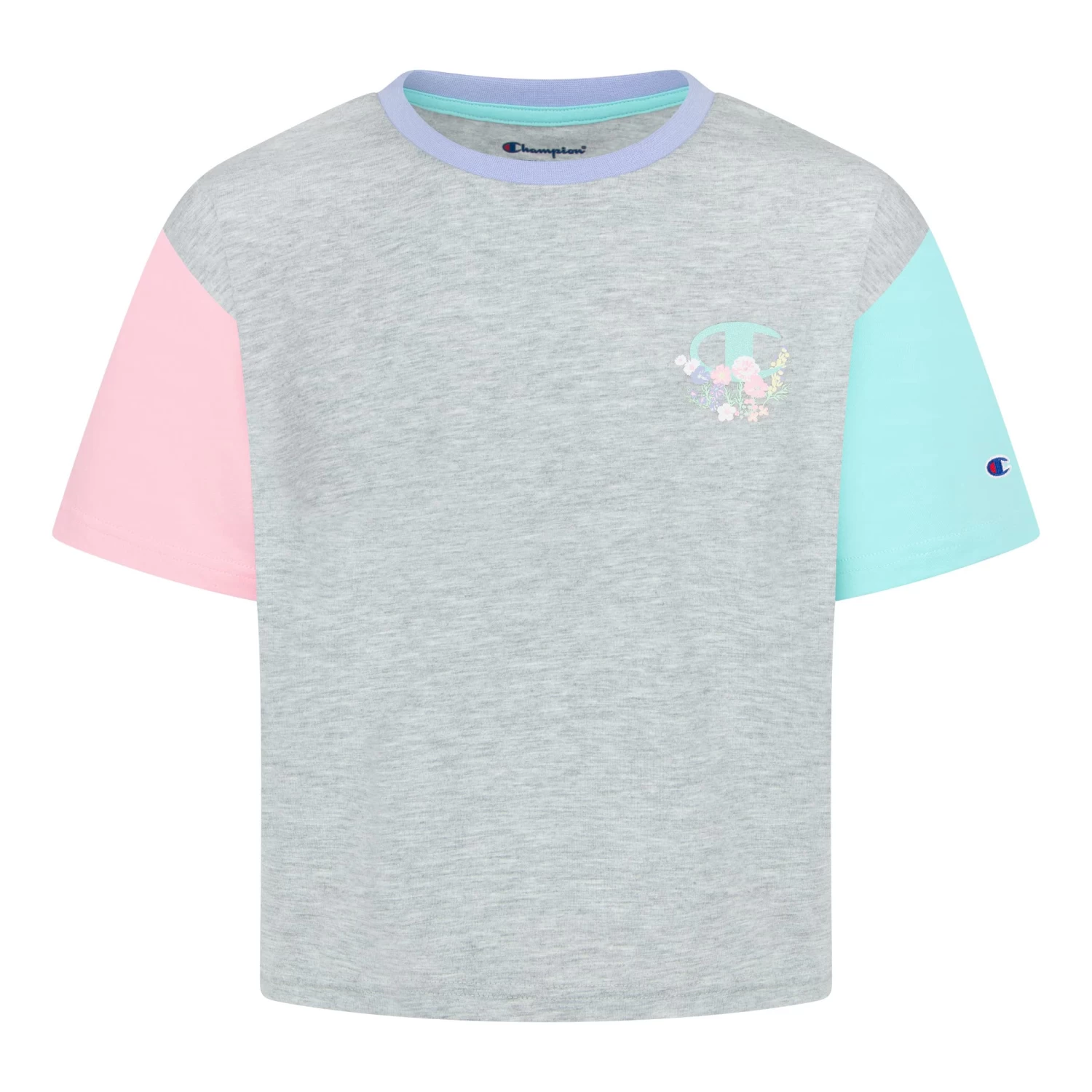 Champion Kids Floral Bouquet Color-Block Boxy Tee (Big Kids)
