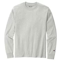Champion Men's Oxford Grey Heritage 5.2-oz Jersey Long Sleeve Tee