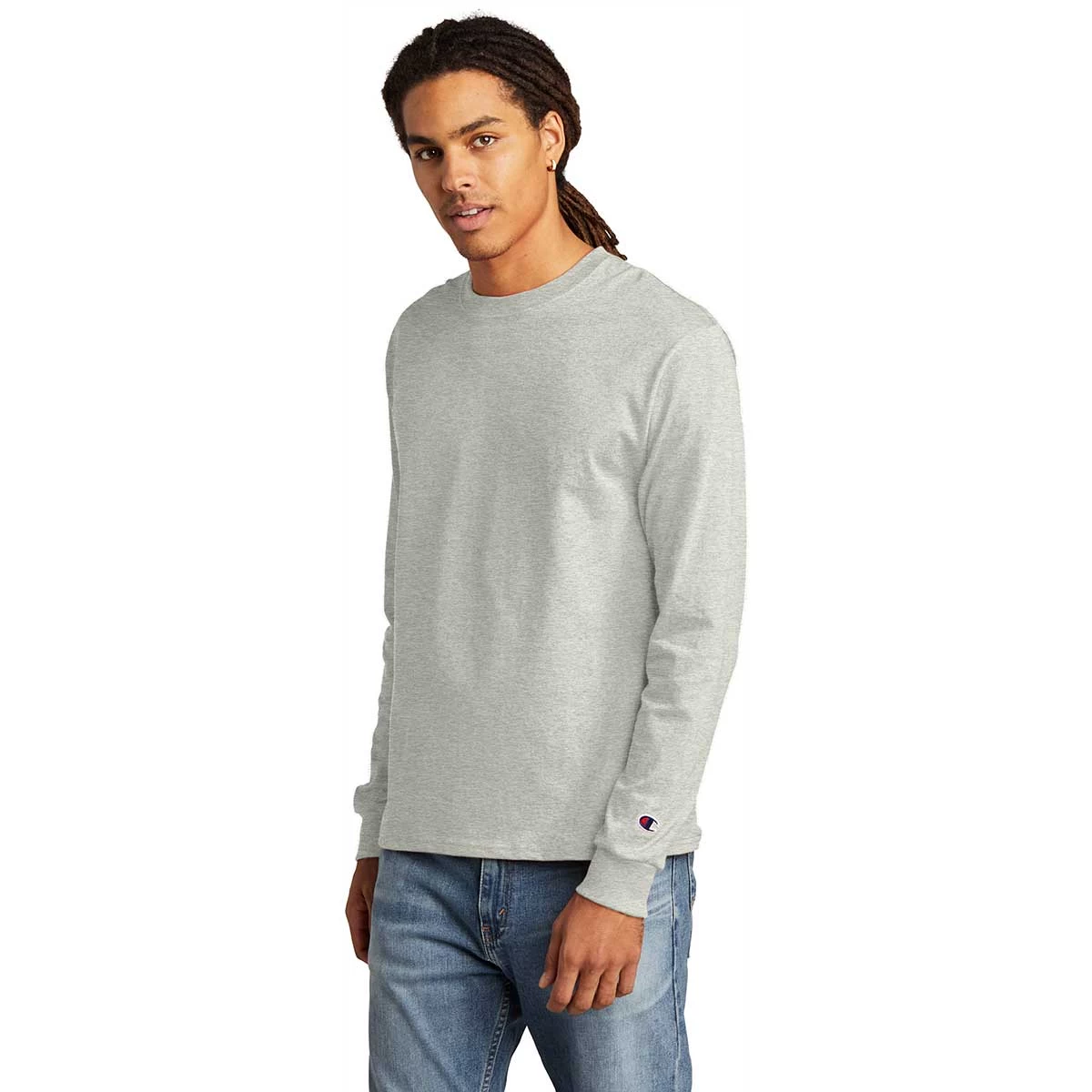 Champion Men's Oxford Grey Heritage 5.2-oz Jersey Long Sleeve Tee - Image 5