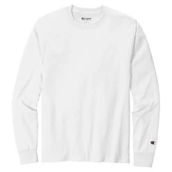 Champion Men's White Heritage 5.2-oz Jersey Long Sleeve Tee