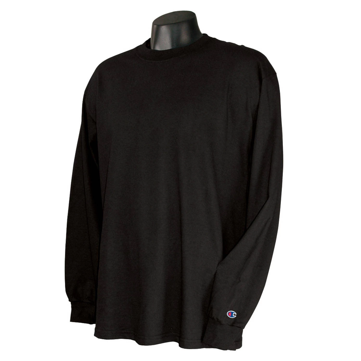 Champion Men's 5.2 Oz Black L/S Tagless T-Shirt