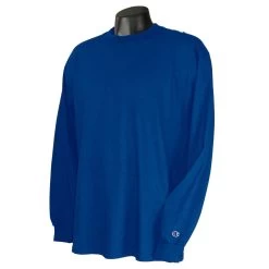 Champion Men's 5.2 Oz Royal Blue L/S Tagless T-Shirt