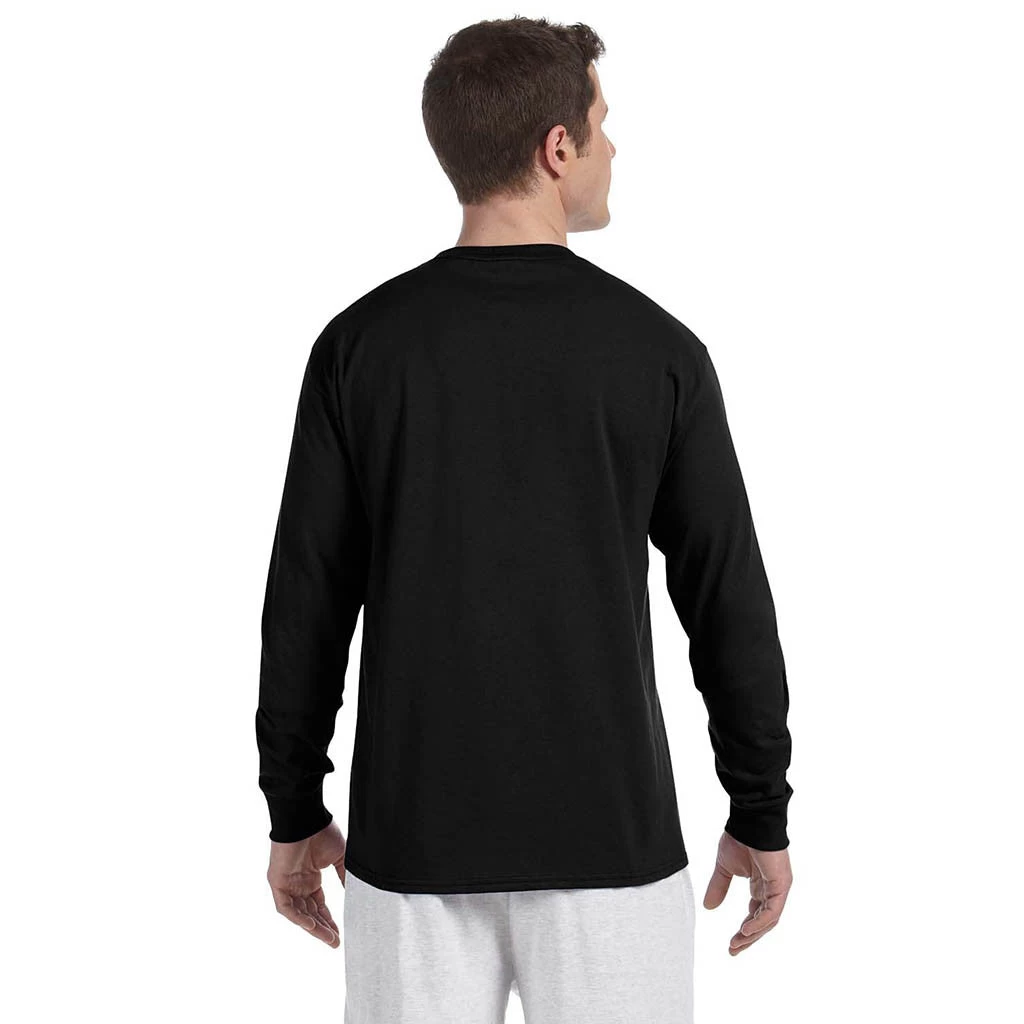 Champion Men's 5.2 Oz Black L/S Tagless T-Shirt - Image 3