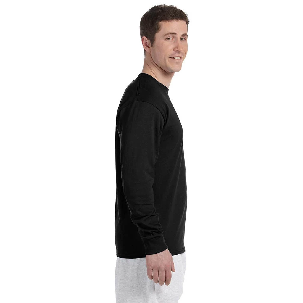Champion Men's 5.2 Oz Black L/S Tagless T-Shirt - Image 4