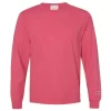 Champion Men's Crimson Garment Dyed Long Sleeve T-Shirt