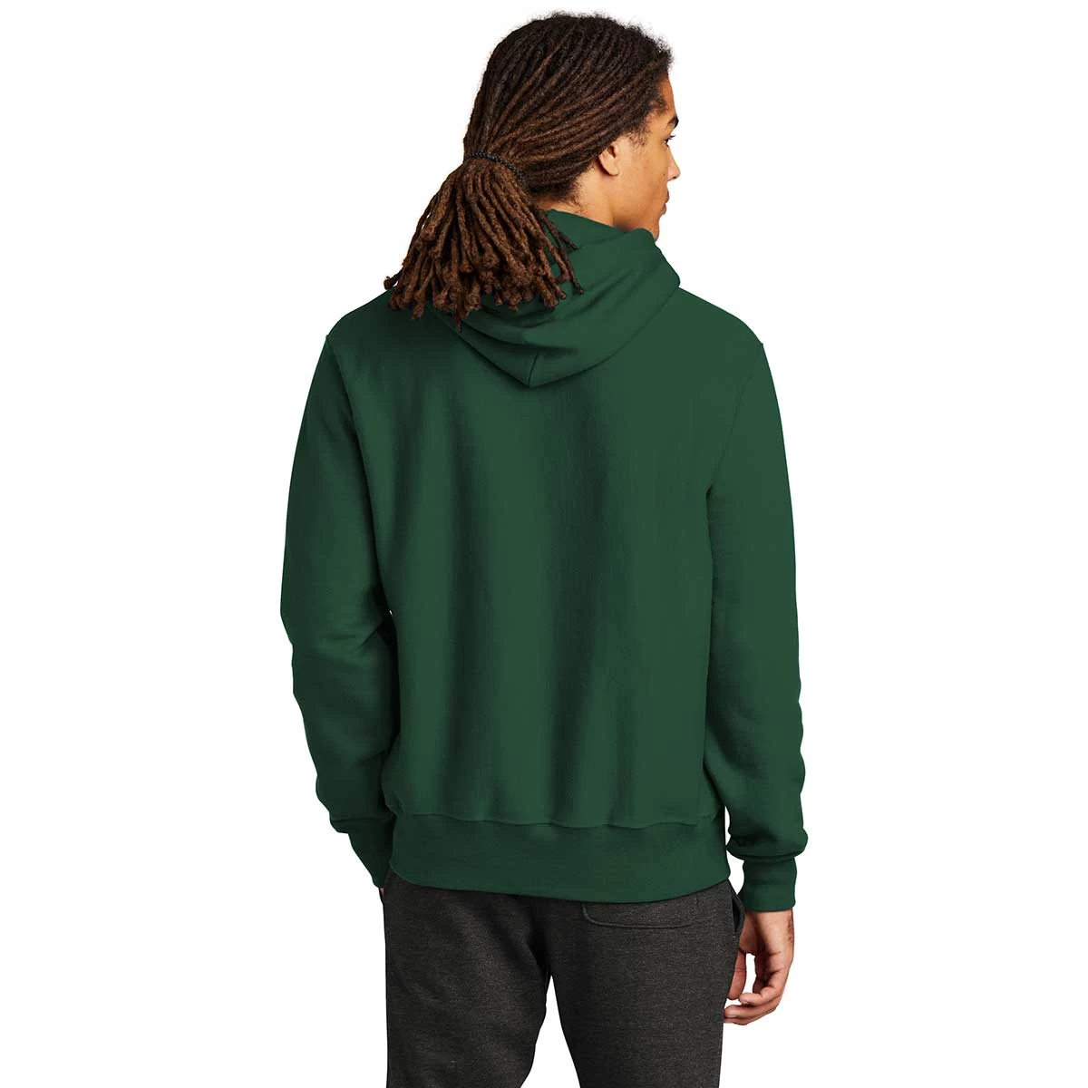 Champion Men's Dark Green Reverse Weave Hooded Sweatshirt - Image 4