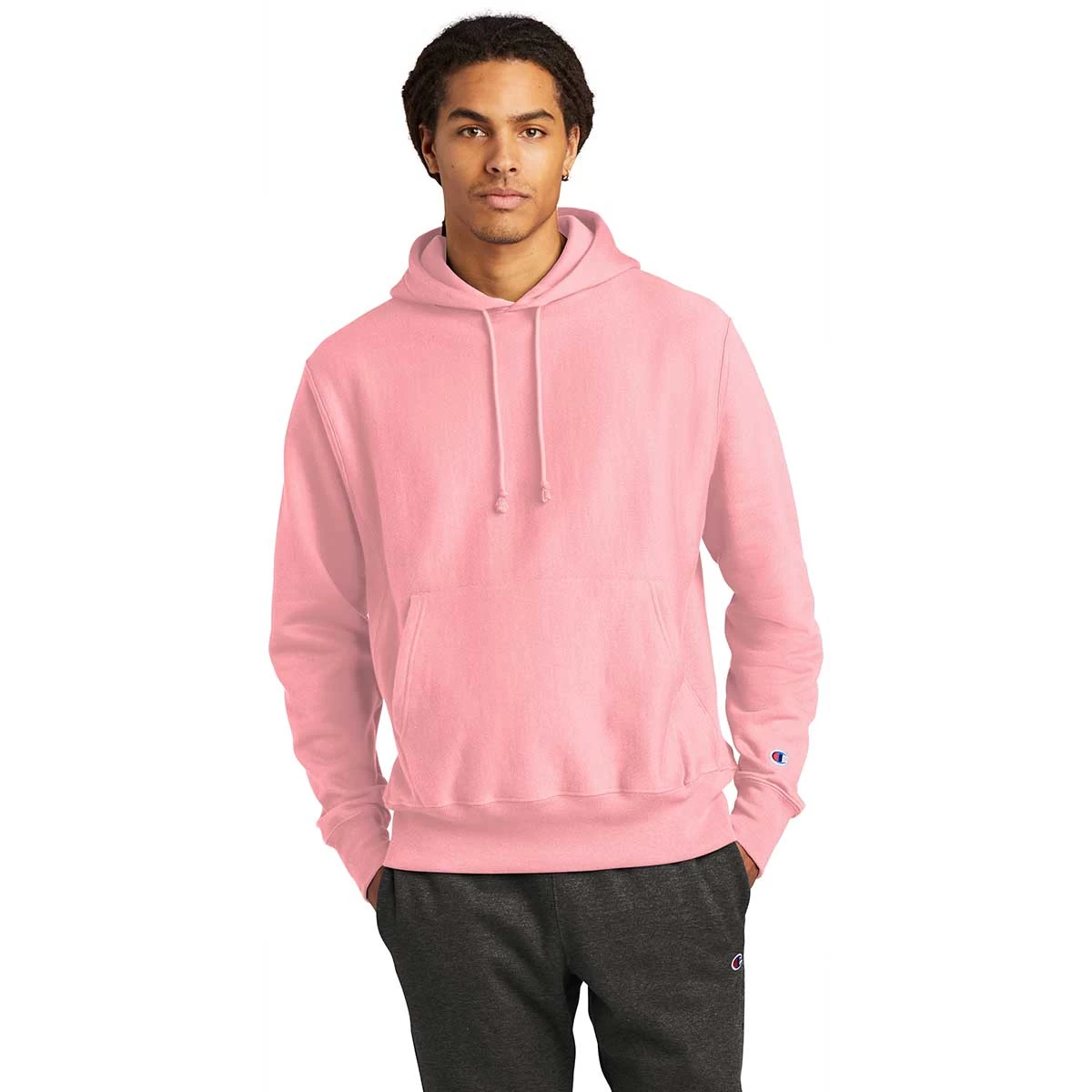 Champion Men's Pink Candy Reverse Weave Hooded Sweatshirt - Image 3