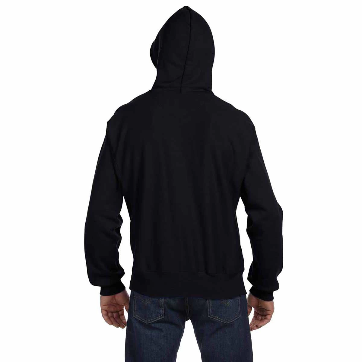 Champion Men's Black Reverse Weave 12-Ounce Pullover Hood - Image 4