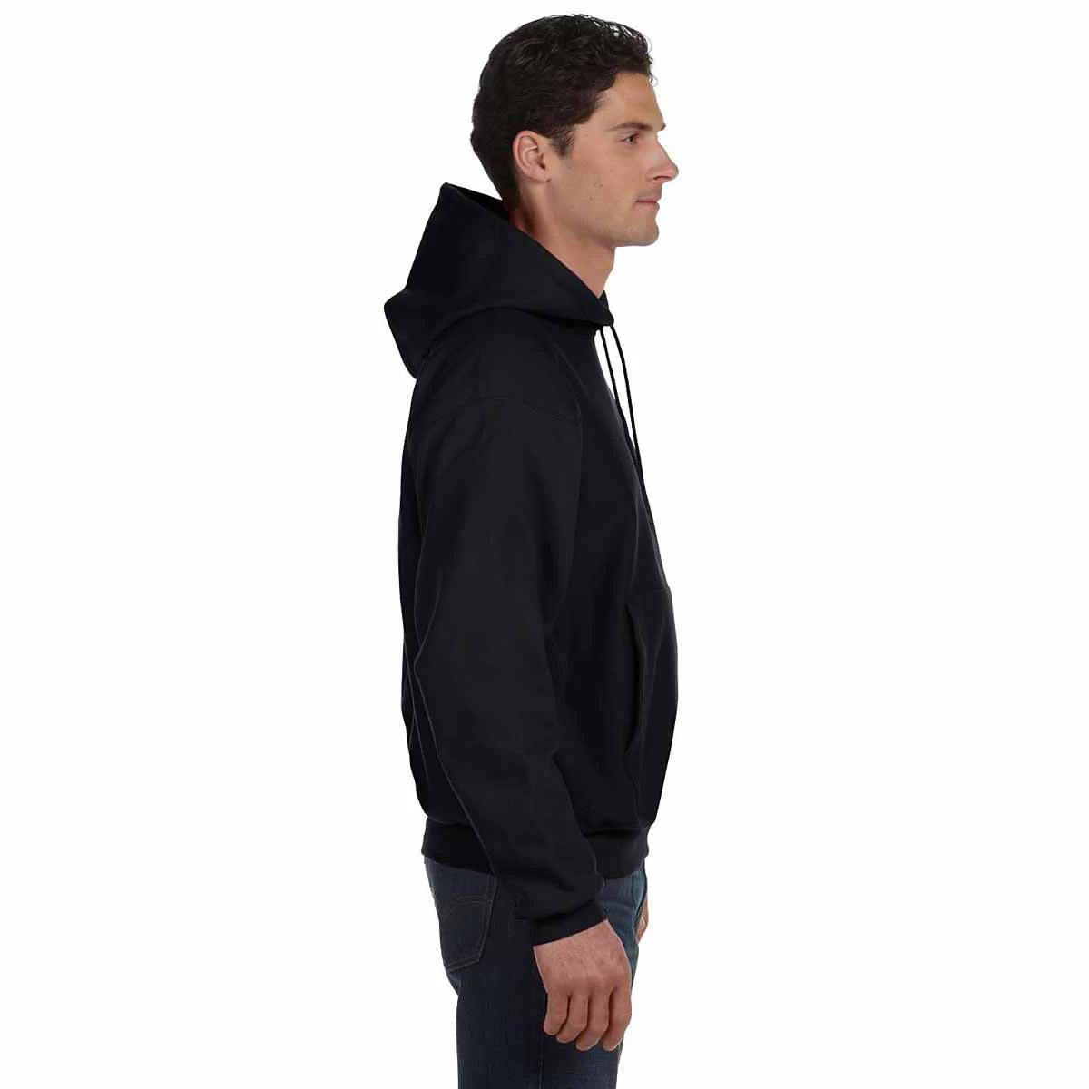 Champion Men's Black Reverse Weave 12-Ounce Pullover Hood - Image 5