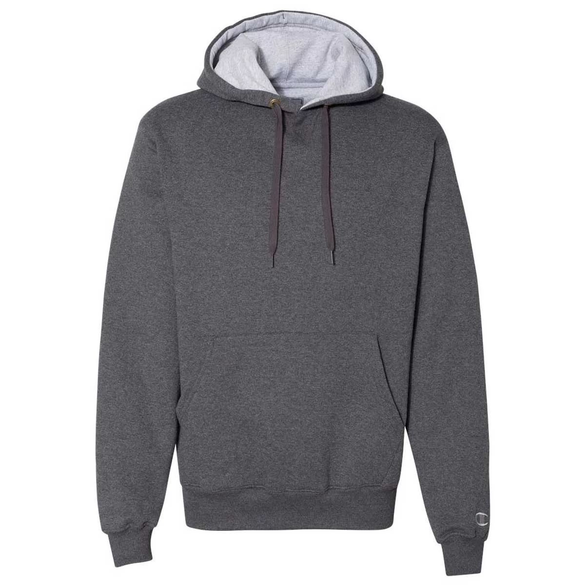 Champion Men's Charcoal Heather Cotton Max Hooded Sweatshirt