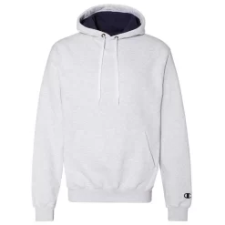 Champion Men's Silver Grey Cotton Max Hooded Sweatshirt