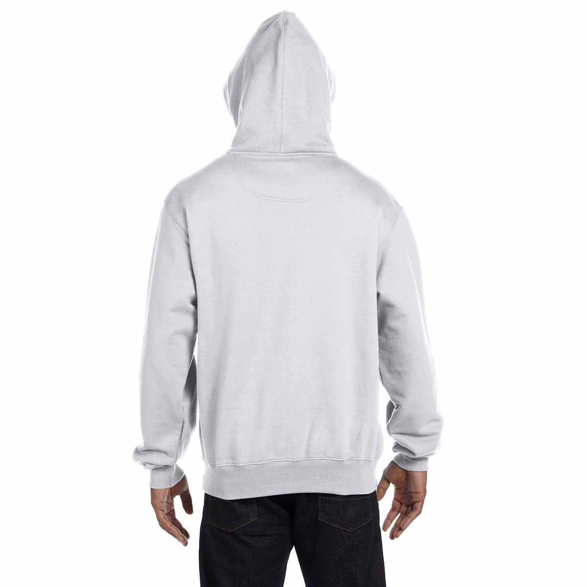 Champion Men's White Heather/Sport Dark Navy For Team 365 Cotton Max 9.7-Ounce Pullover Hood - Image 2