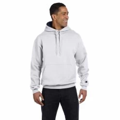 Champion Men's White Heather/Sport Dark Navy For Team 365 Cotton Max 9.7-Ounce Pullover Hood