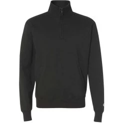 Champion Men's Black Adult Double Dry Eco Quarter-Zip Pullover Fleece