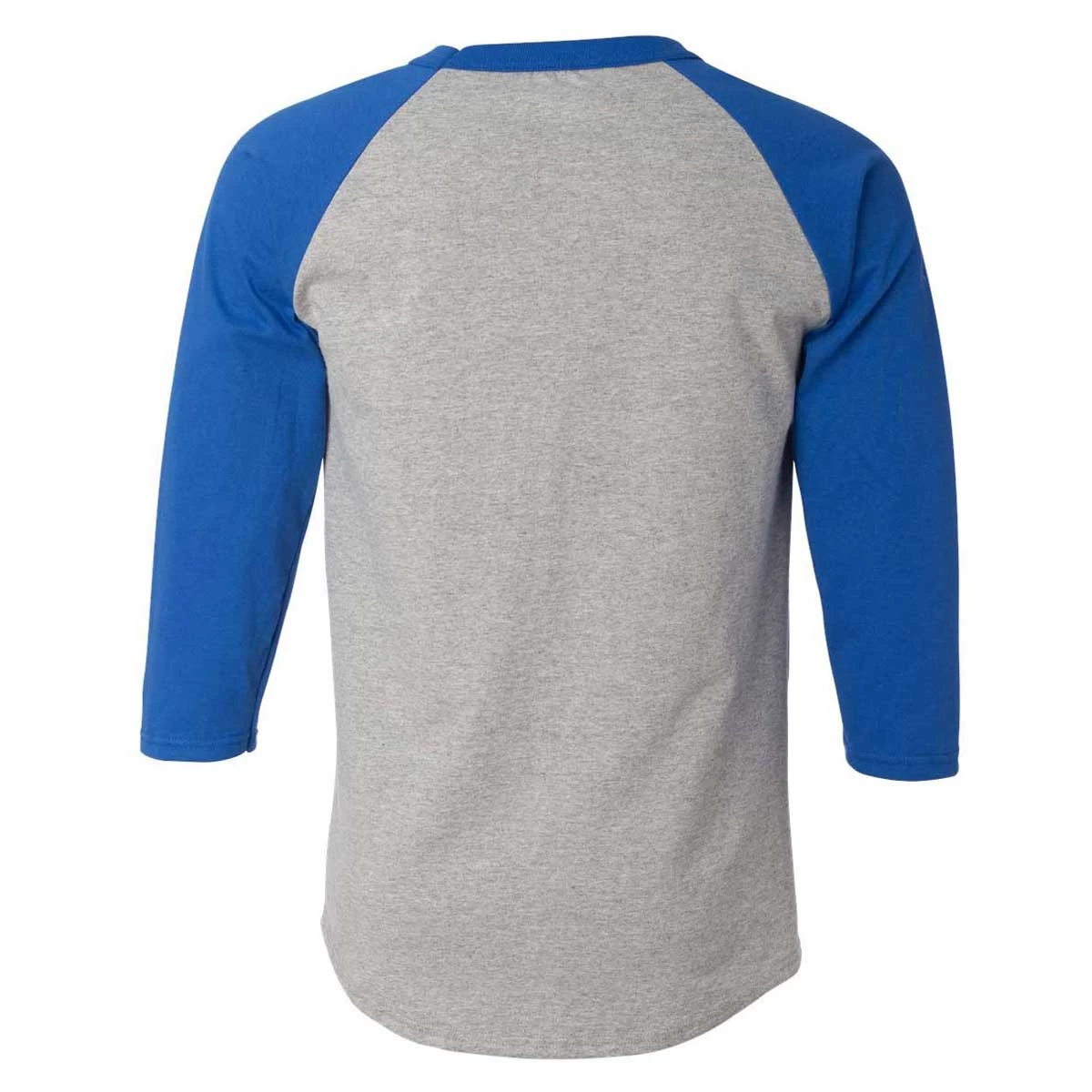 Champion Men's Oxford Grey/Team Blue Three-Quarter Raglan Sleeve Baseball T-Shirt - Image 2