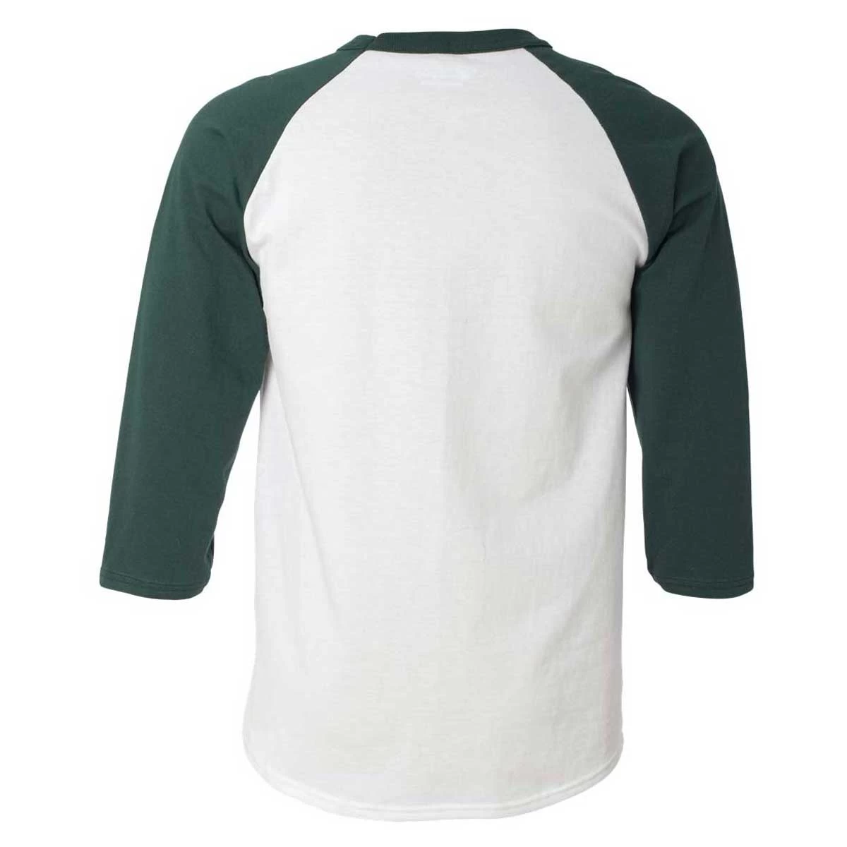 Champion Men's White/Dark Green Three-Quarter Raglan Sleeve Baseball T-Shirt - Image 2