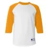 Champion Men's White/Gold Three-Quarter Raglan Sleeve Baseball T-Shirt