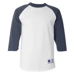 Champion Men's White/Navy Three-Quarter Raglan Sleeve Baseball T-Shirt