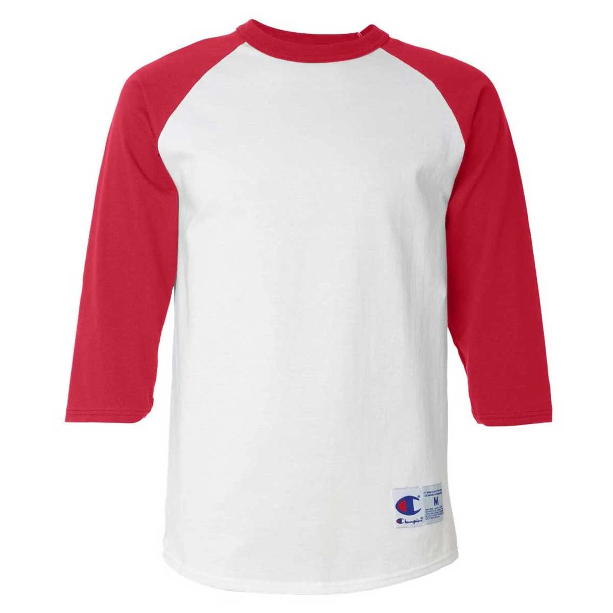 Champion Men's White/Scarlet Three-Quarter Raglan Sleeve Baseball T-Shirt