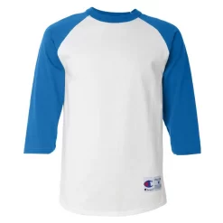 Champion Men's White/Team Blue Three-Quarter Raglan Sleeve Baseball T-Shirt