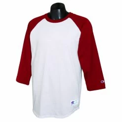 Champion Men's White/Scarlet Red Baseball T-Shirt