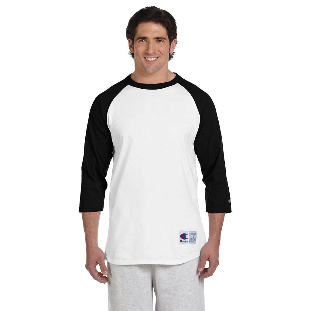 Champion Men's White/Black Baseball T-Shirt - Image 2