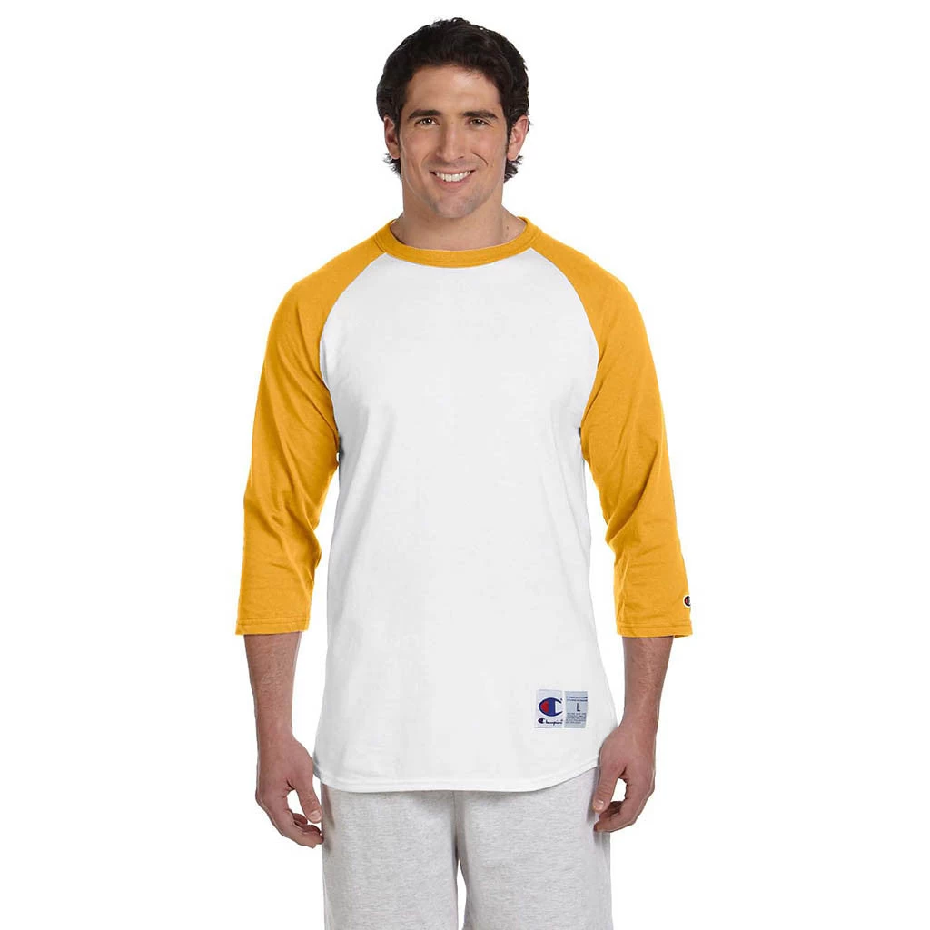 Champion Men's White/Gold Baseball T-Shirt - Image 2