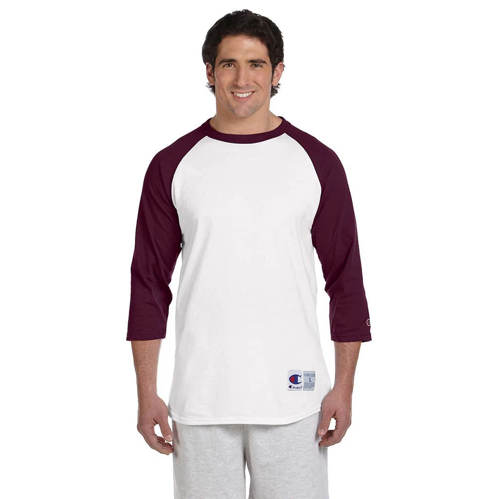Champion Men's White/Maroon Baseball T-Shirt - Image 2