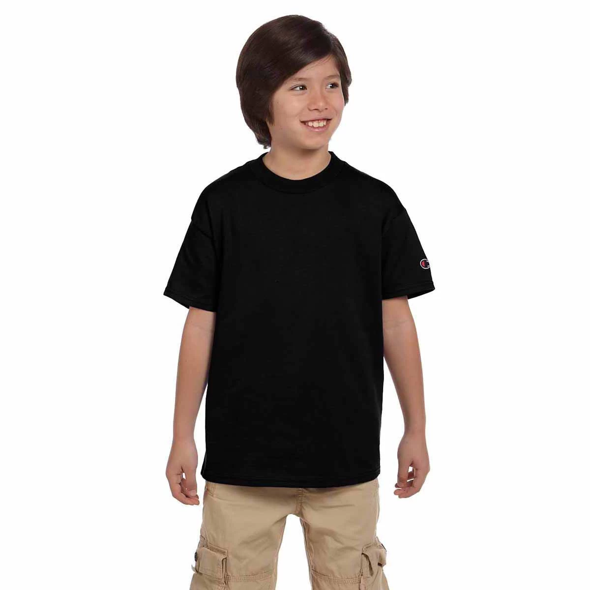 Champion Youth Black 6.1-Ounce Short-Sleeve T-Shirt - Image 2